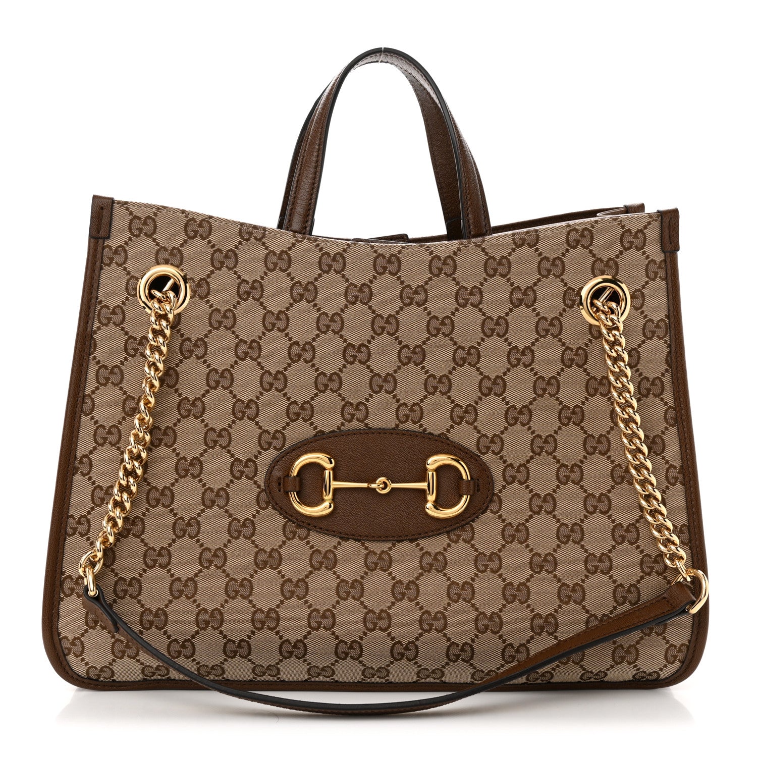 Gucci Monogram Calfskin Medium Horsebit 1955 Tote Bag Beige Brown Sugar 1 of 14