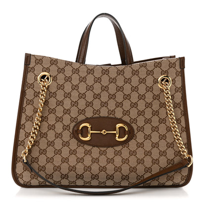 Gucci Monogram Calfskin Medium Horsebit 1955 Tote Bag Beige Brown Sugar 1 of 14
