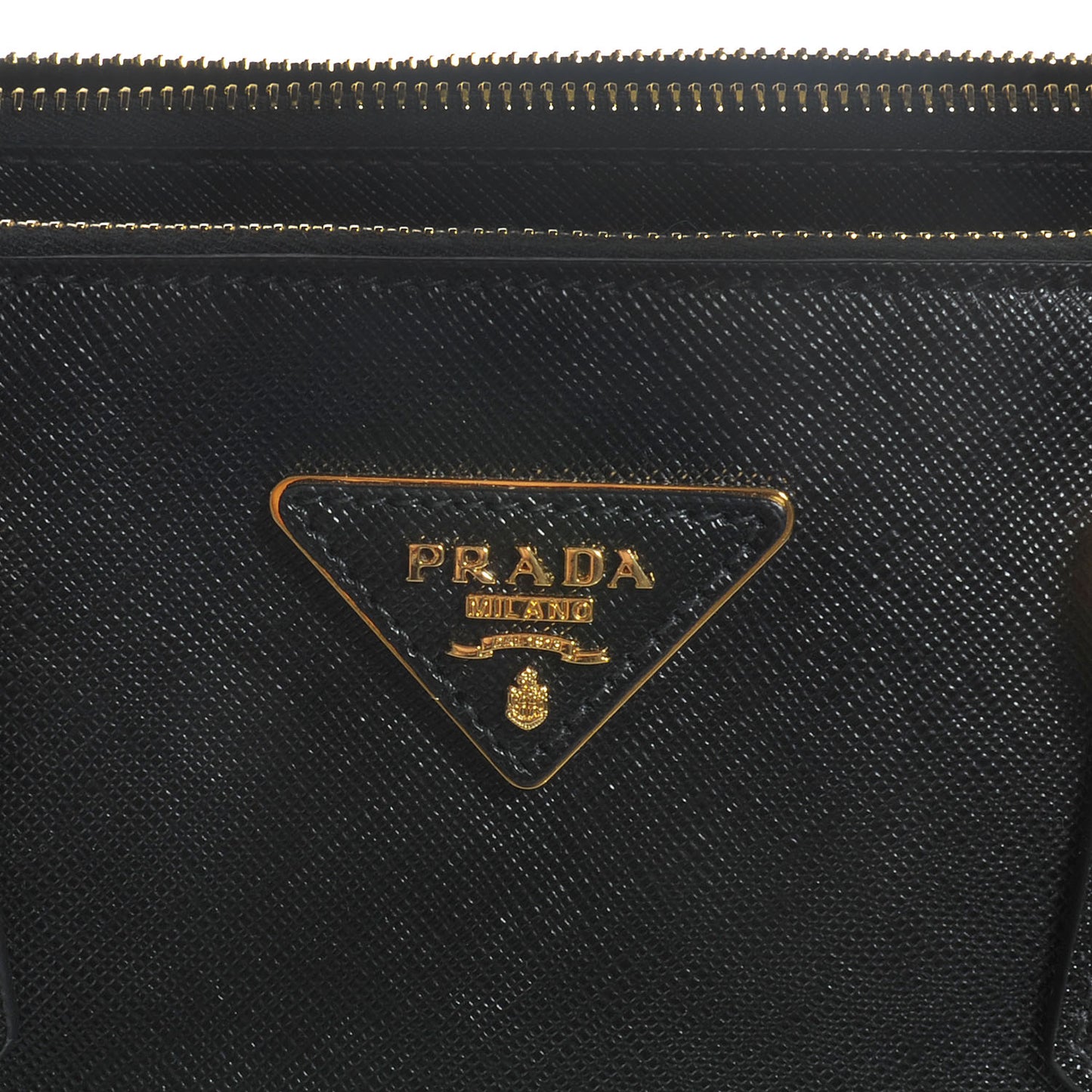Saffiano Lux Double Zip Medium Tote Nero Black