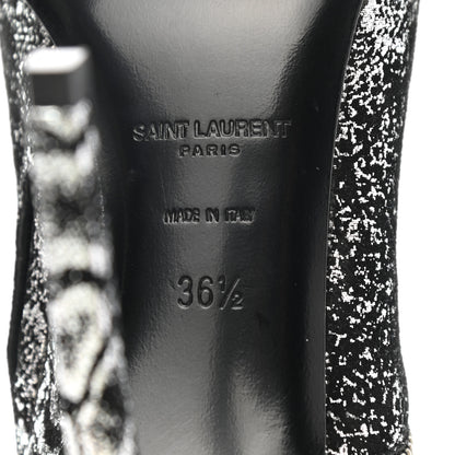 Saint Laurent Metallic Snakeskin Embossed Calfskin Pointed Toe Ankle Boots 36.5 Black Silver 7 of 9