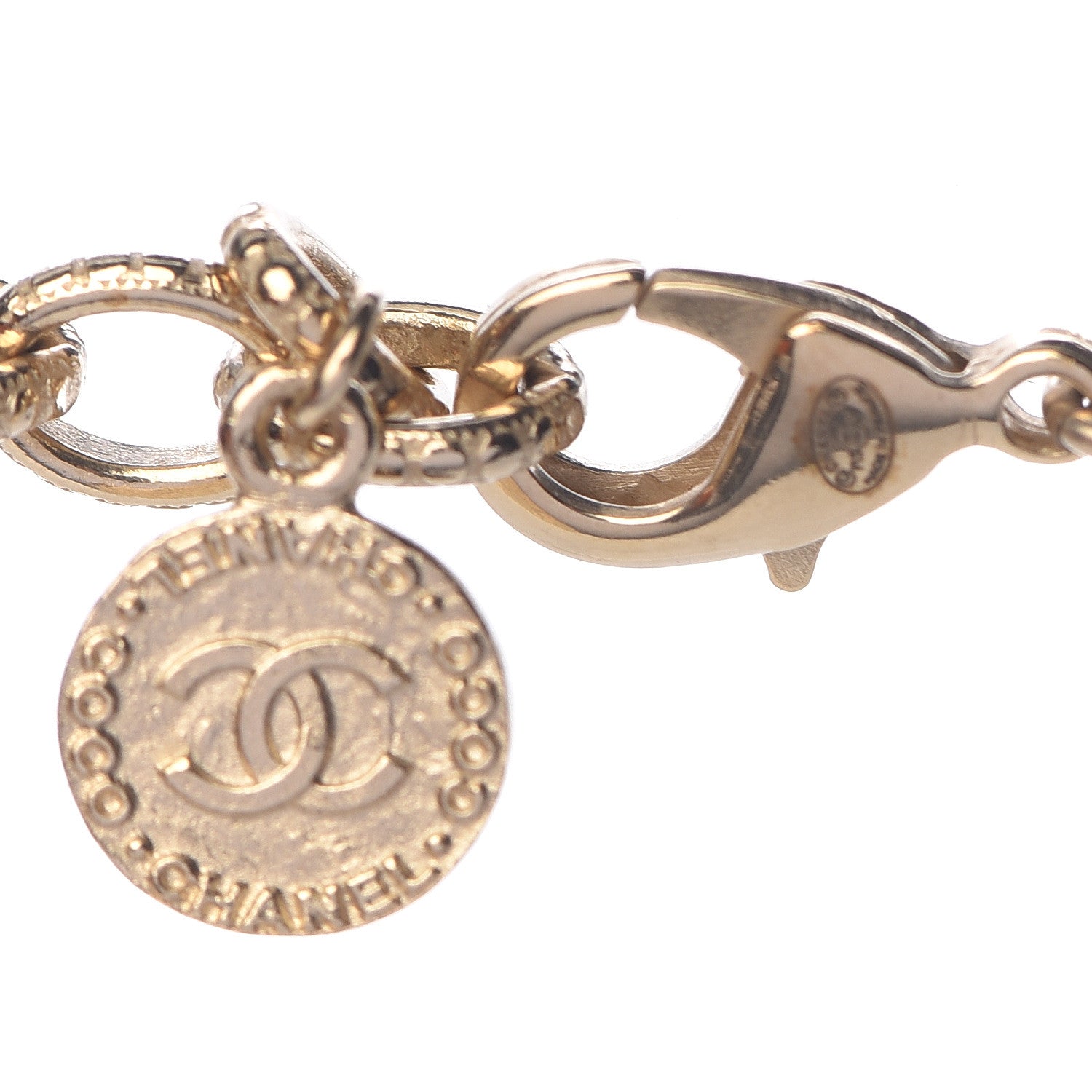Chanel Graduated Pearl Crystal CC Short Necklace Gold 4 of 5
