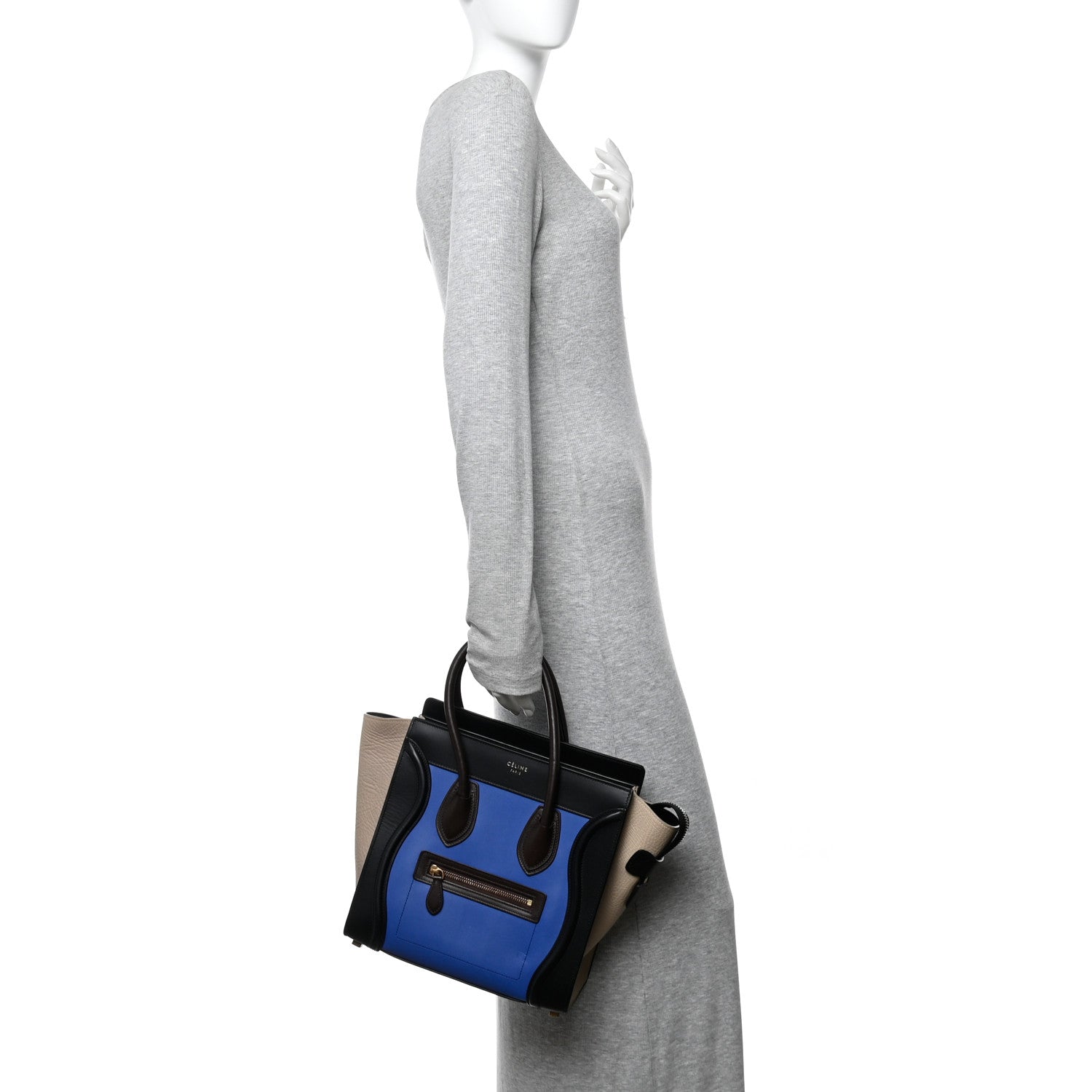 Celine Smooth Calfskin Micro Tri-Color Luggage Indigo 2 of 10