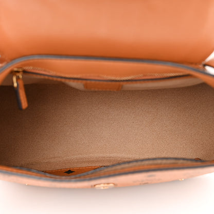 MCM Visetos Studded Flap Shoulder Bag Cognac 5 of 9