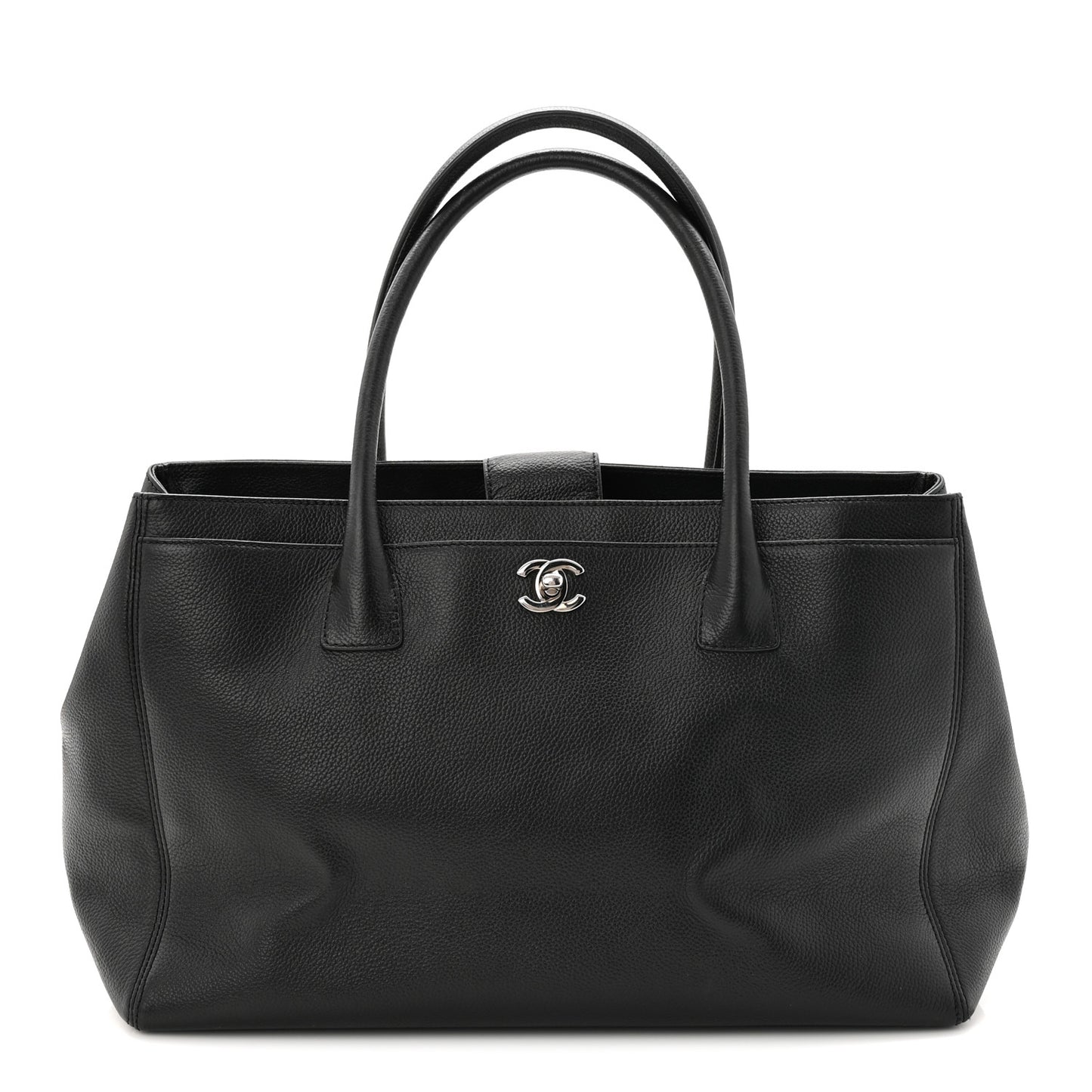 Calfskin Cerf Executive Shopper Tote Black
