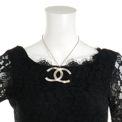 Chanel Crystal Baguette Large CC Necklace Silver 2 of 4
