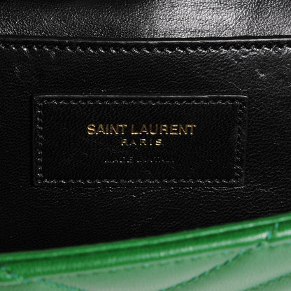 Saint Laurent Lambskin Matelasse Chevron Medium Monogram Satchel Green 8 of 9