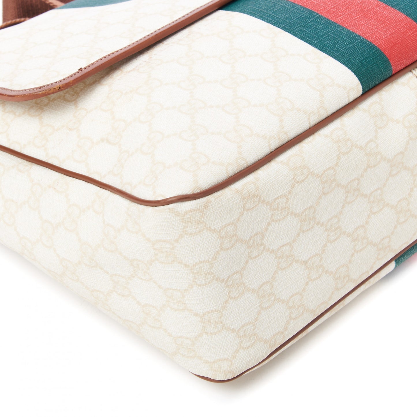 Monogram Web Stripe Medium Flap Messenger Bag White