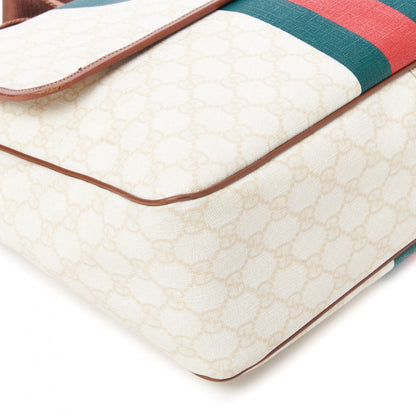 Gucci Monogram Web Stripe Medium Flap Messenger Bag White 8 of 10