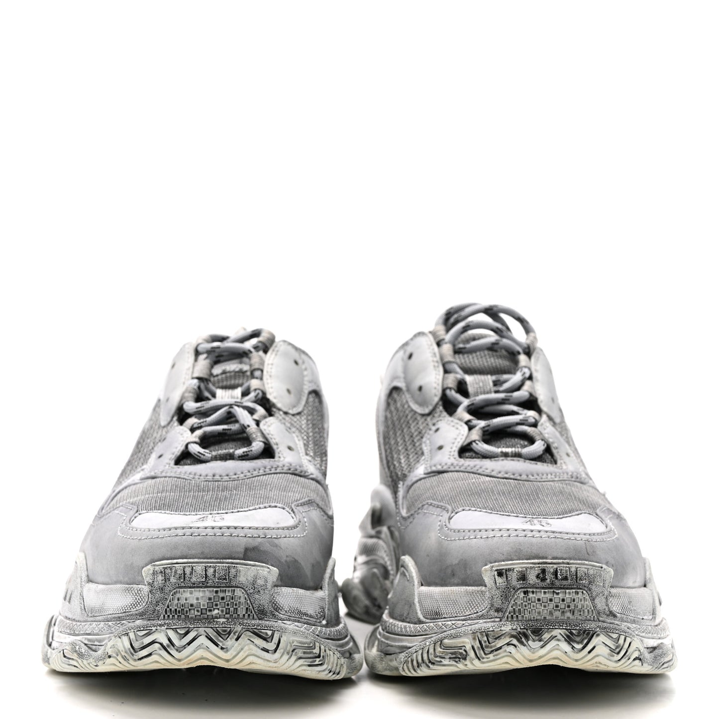 Fabric Mesh Dyed Mens Triple S Sneakers 45 Grey