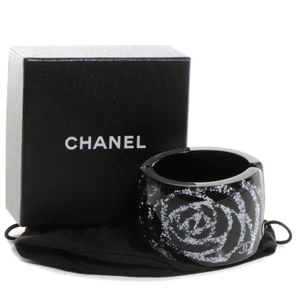 Chanel Camellia Glitter CC Cuff Black 5 of 5