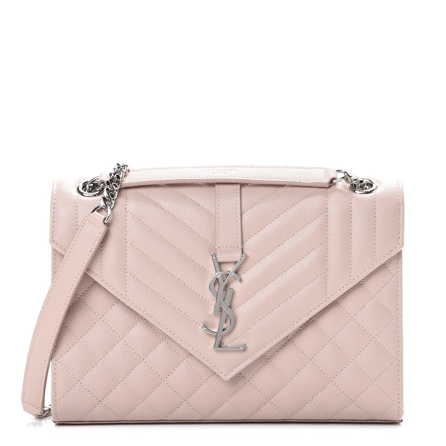 Saint Laurent Grain De Poudre Textured Mixed Matelasse Medium Triquilt Monogram Satchel Marble Pink 1 of 9