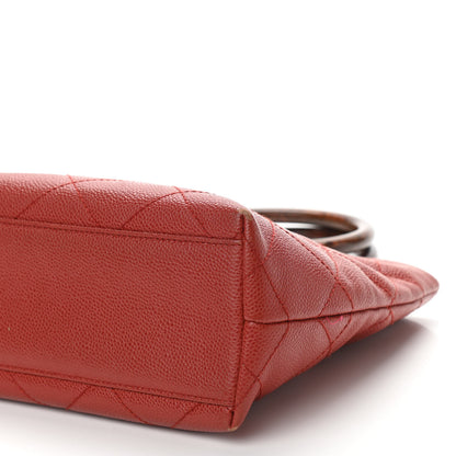 Chanel Caviar Tortoise CC Handle Tote Red 6 of 13