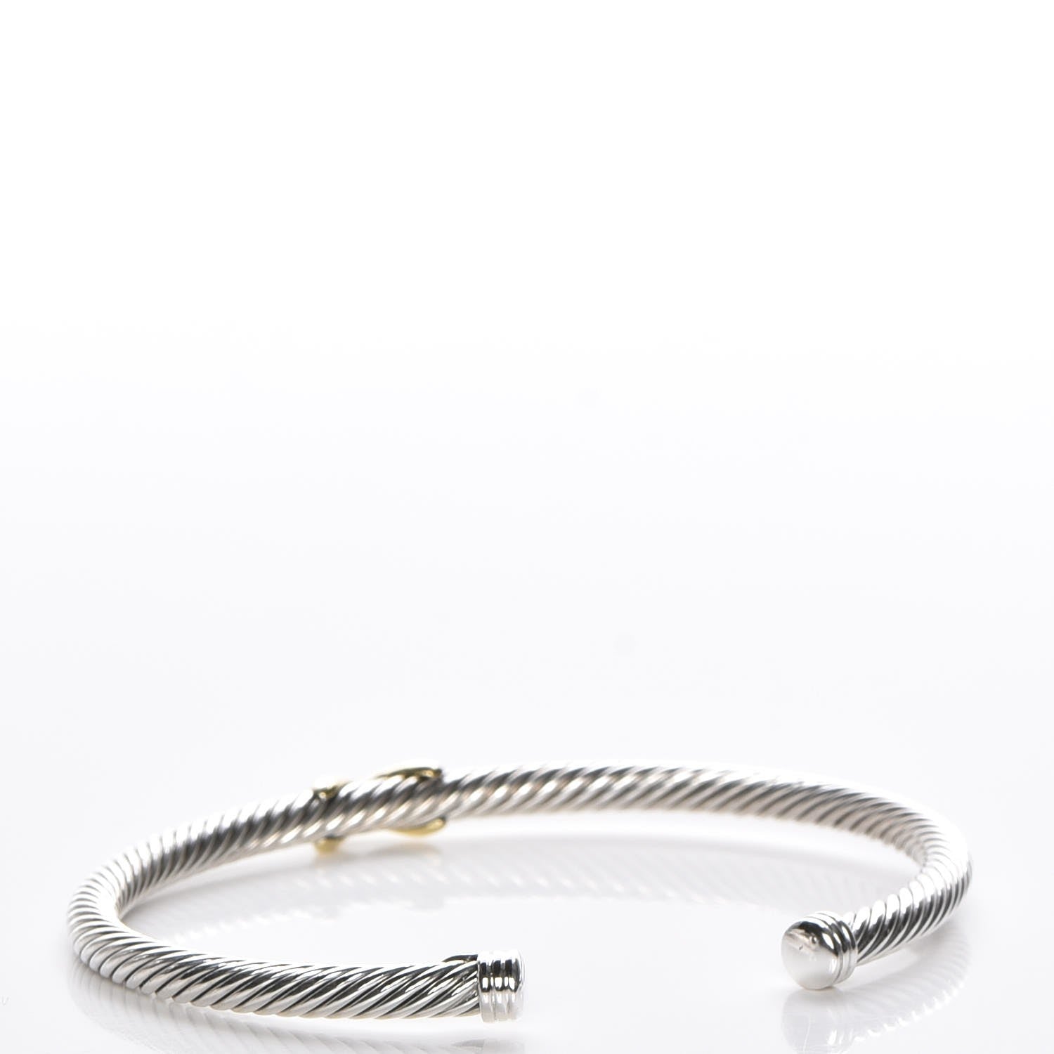 David Yurman Sterling Silver 18K Yellow Gold 4mm X Station Cable Bracelet 3 of 4