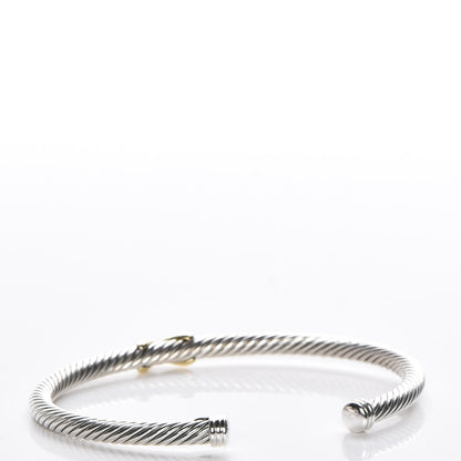 David Yurman Sterling Silver 18K Yellow Gold 4mm X Station Cable Bracelet 3 of 4