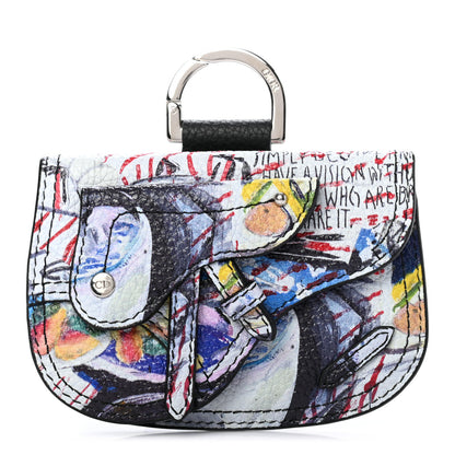 Christian Dior X Raymond Pettibon Grained Calfskin Saddle Key Ring Multicolor Black 1 of 6