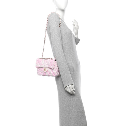 Chanel Printed Denim Quilted Flap Bag Pink White 2 of 12