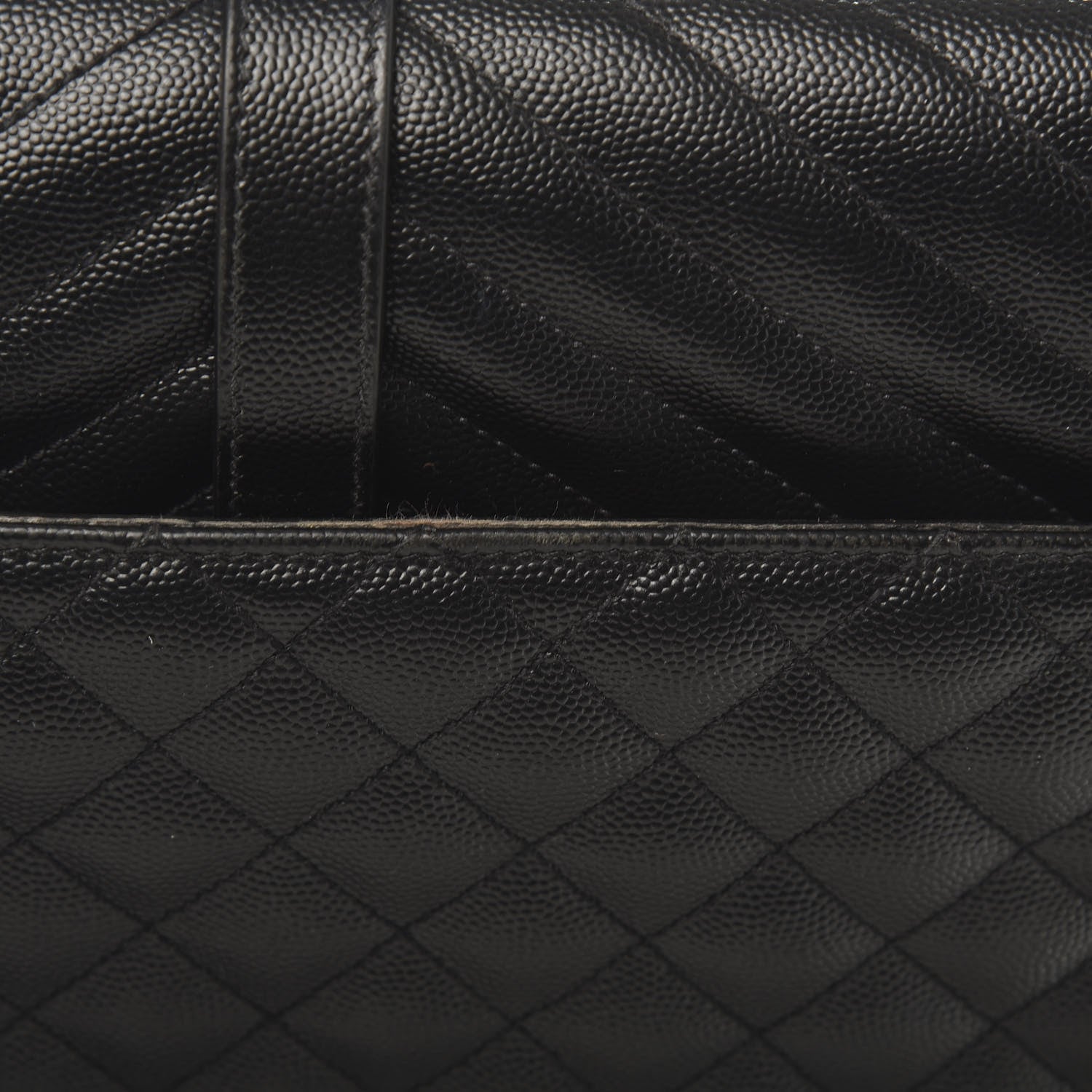 Saint Laurent Grain De Poudre Large Tri-Quilt Monogram Satchel Black 15 of 20