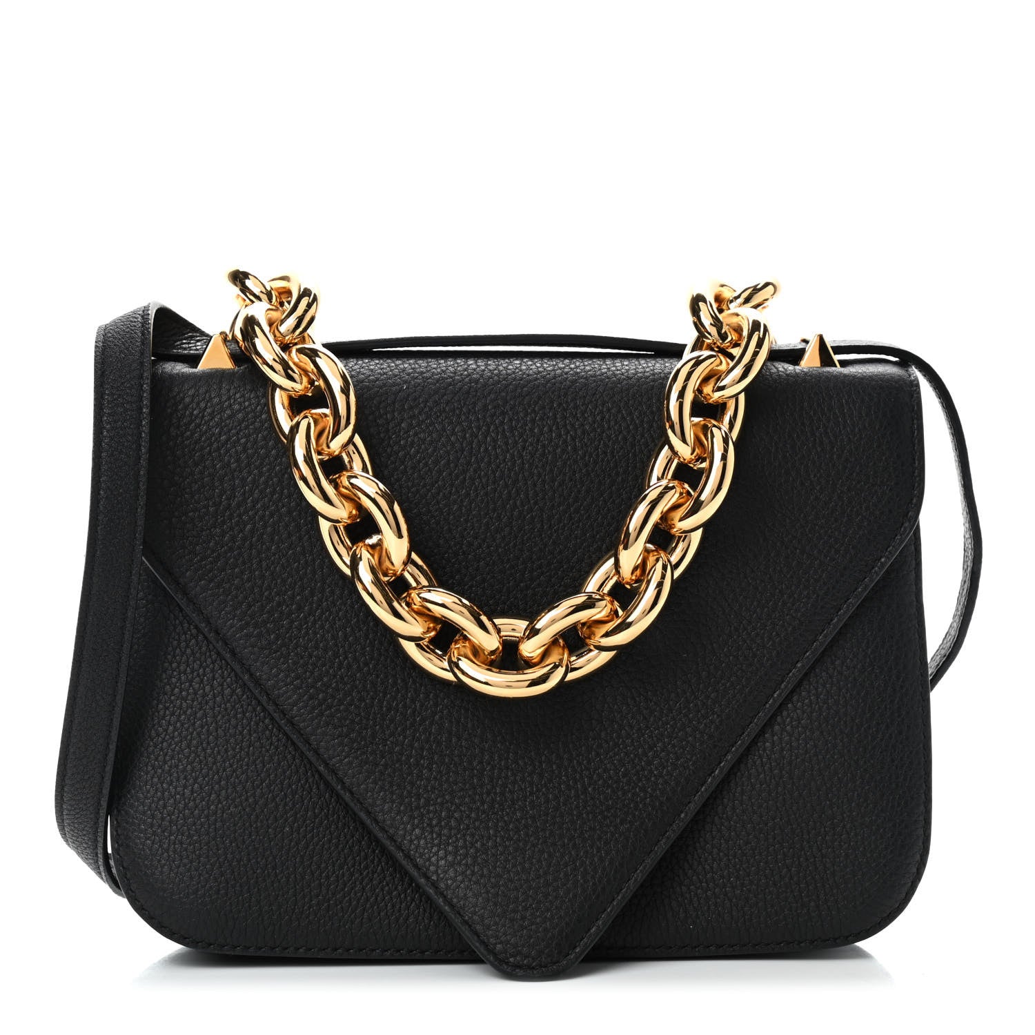Bottega Veneta Calfskin Mount Envelope Bag Black 1 of 9