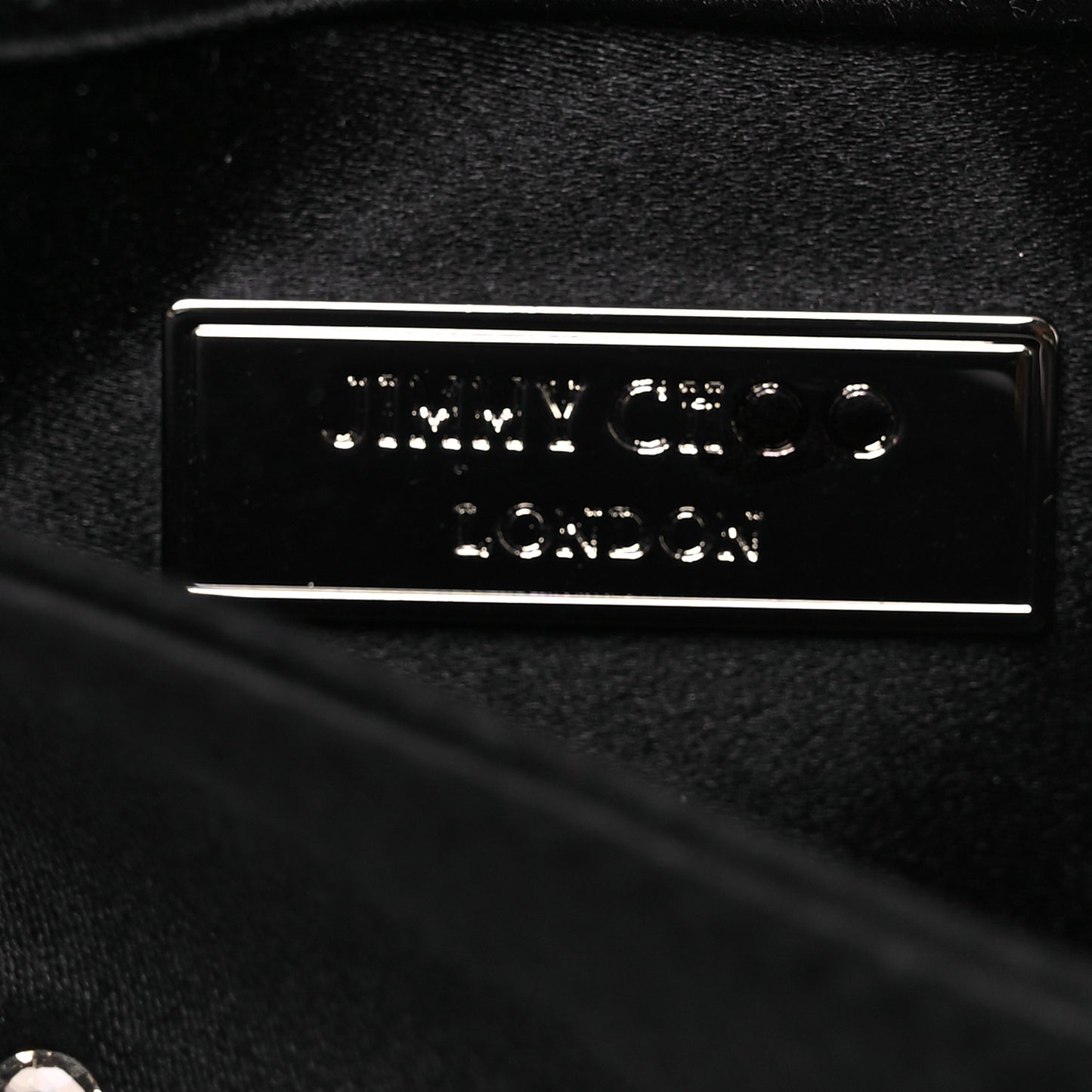Satin Crystal Embellished Titania Clutch  Black