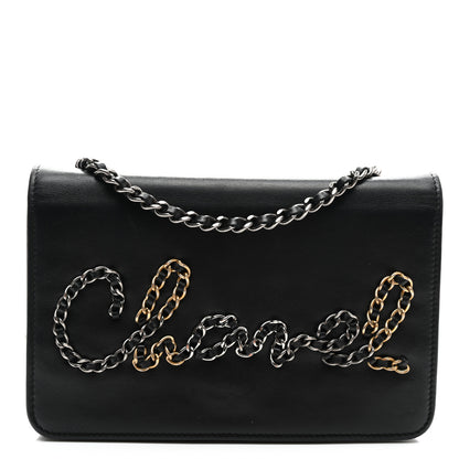 Chanel Calfskin Chain 20s Signe Wallet on Chain WOC Black 1 of 12