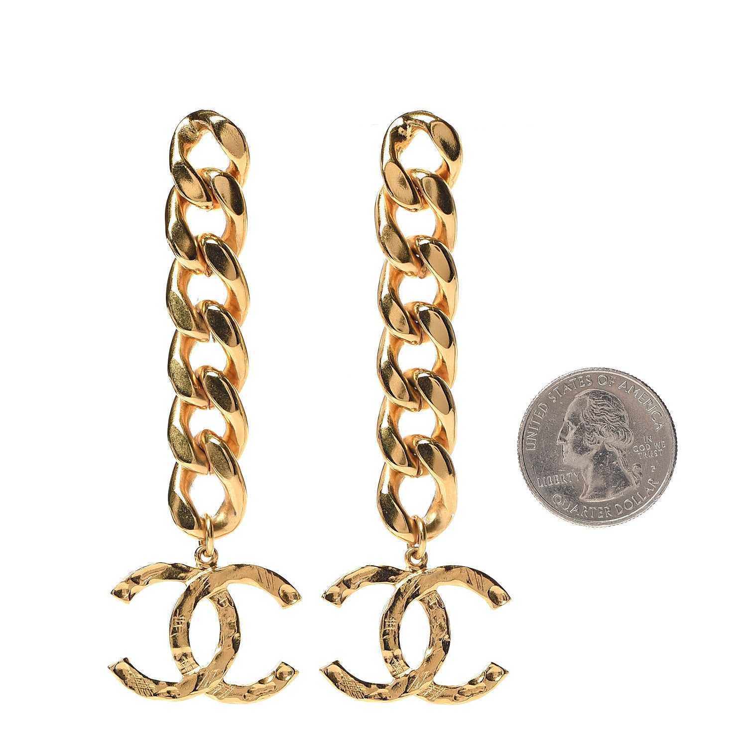 Chanel Metal CC Pick Drop Earrings Gold 2 of 5