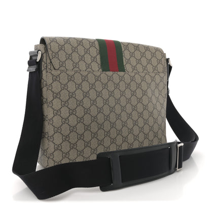Gucci GG Supreme Monogram Web Flap Messenger Bag Black 5 of 19