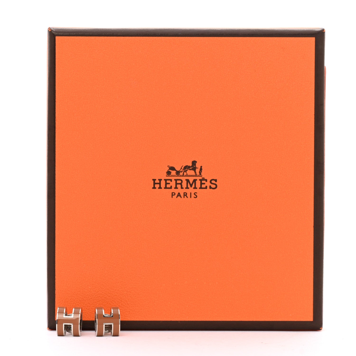 Hermes Palladium Lacquered Mini Pop H Earrings New Gold 6 of 6