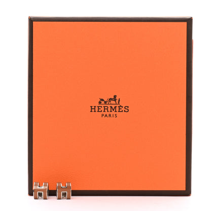 Hermes Palladium Lacquered Mini Pop H Earrings New Gold 6 of 6
