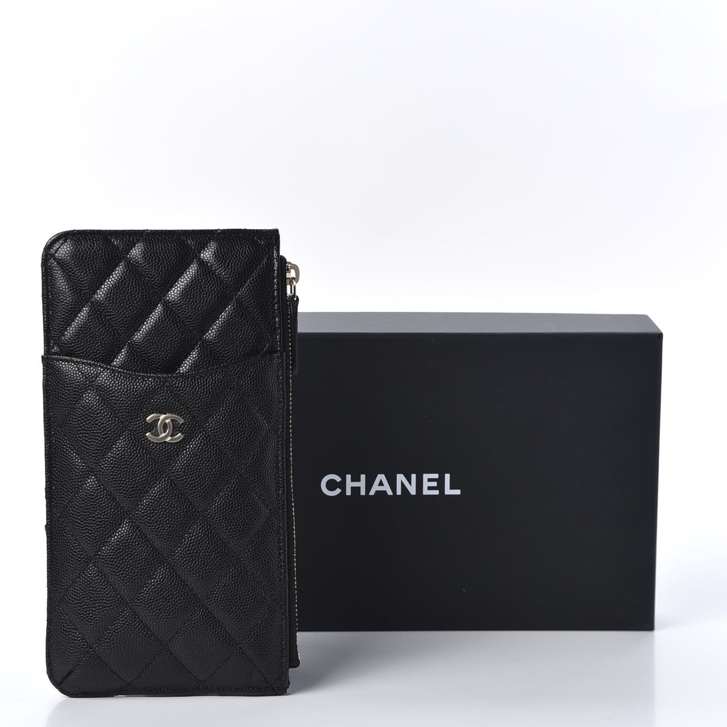 Caviar Quilted Classic Flat Wallet Pouch Black