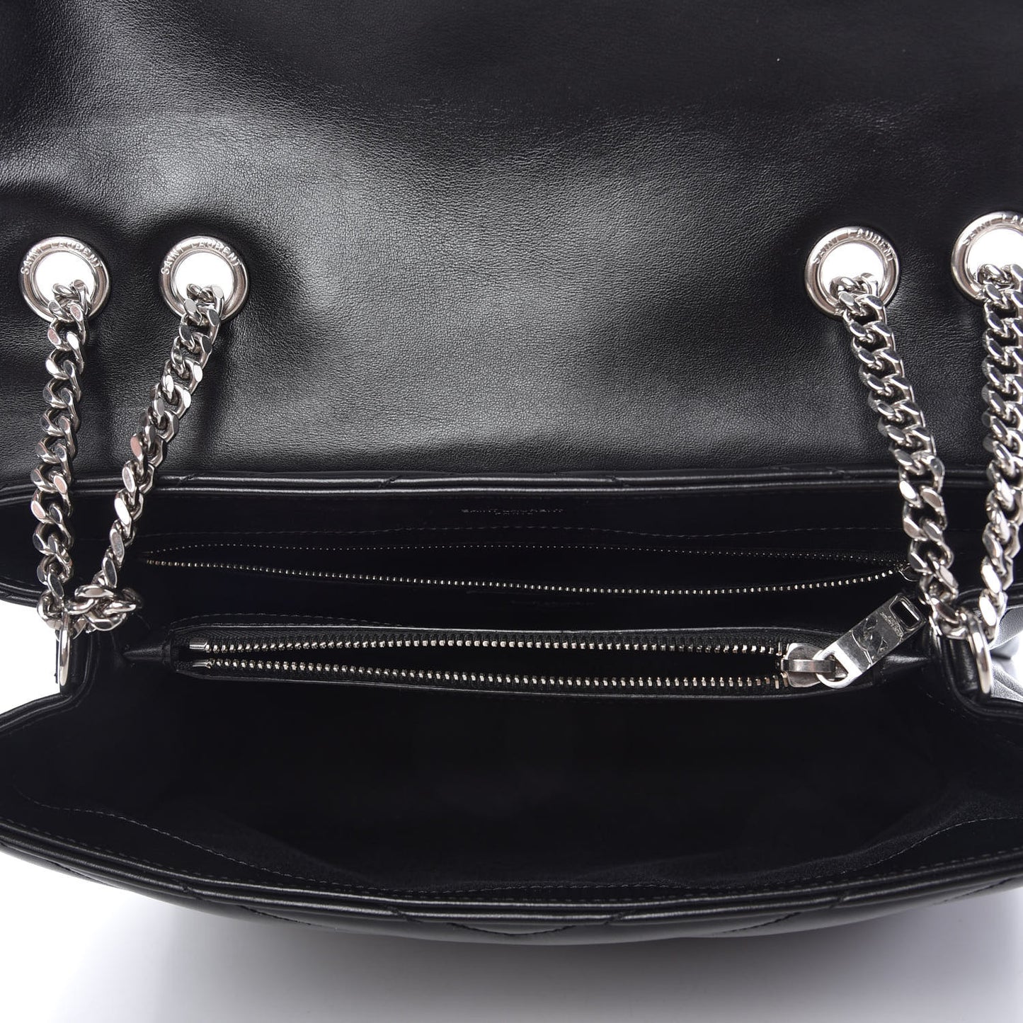 Calfskin Y Quilted Monogram Medium Loulou Chain Satchel Black