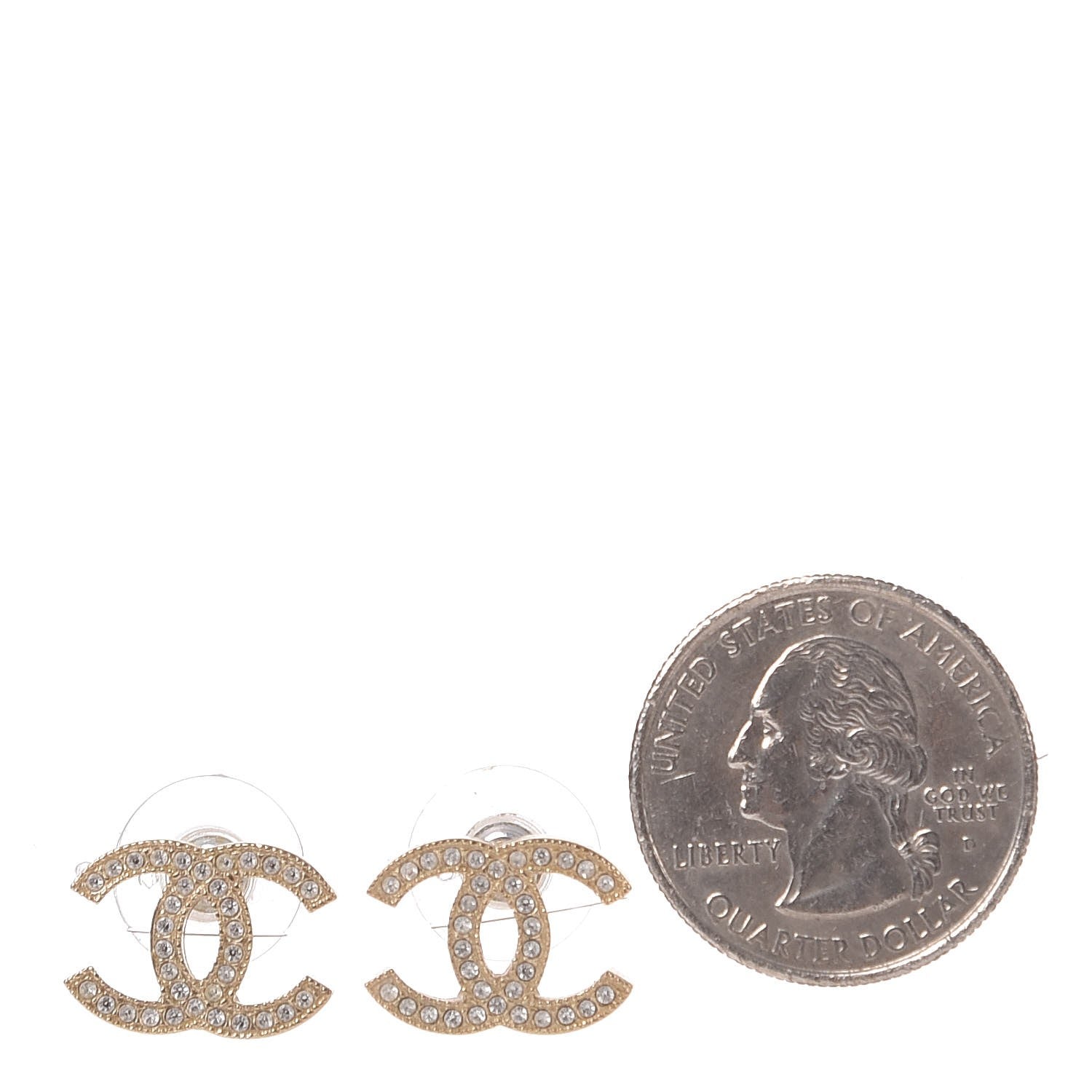 Chanel Crystal CC Earrings Gold 2 of 4