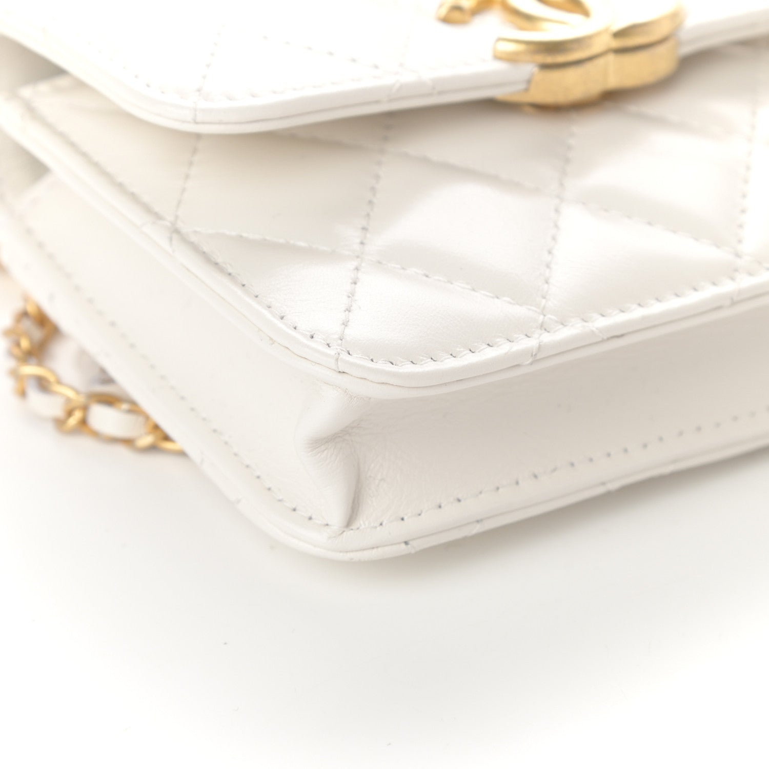 Chanel Calfskin Quilted Perfect Fit Coin Purse With Chain White 9 of 10