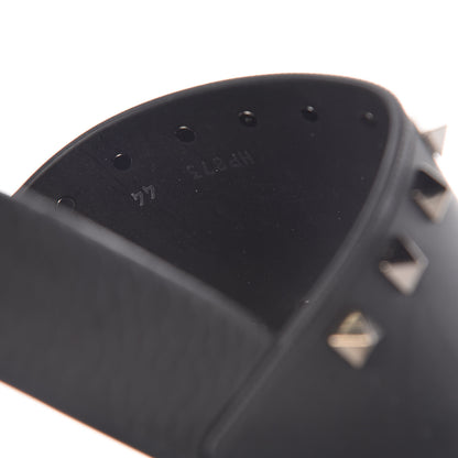 Valentino Garavani Rubber Rockstud Slide Sandals 44 Black 7 of 8