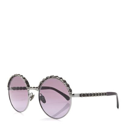 Chanel Metal Calfskin Round Chain Sunglasses 4265-Q Brown 1 of 7