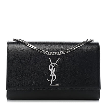 Saint Laurent Grain De Poudre Medium Classic Monogram Kate Satchel Black 1 of 9