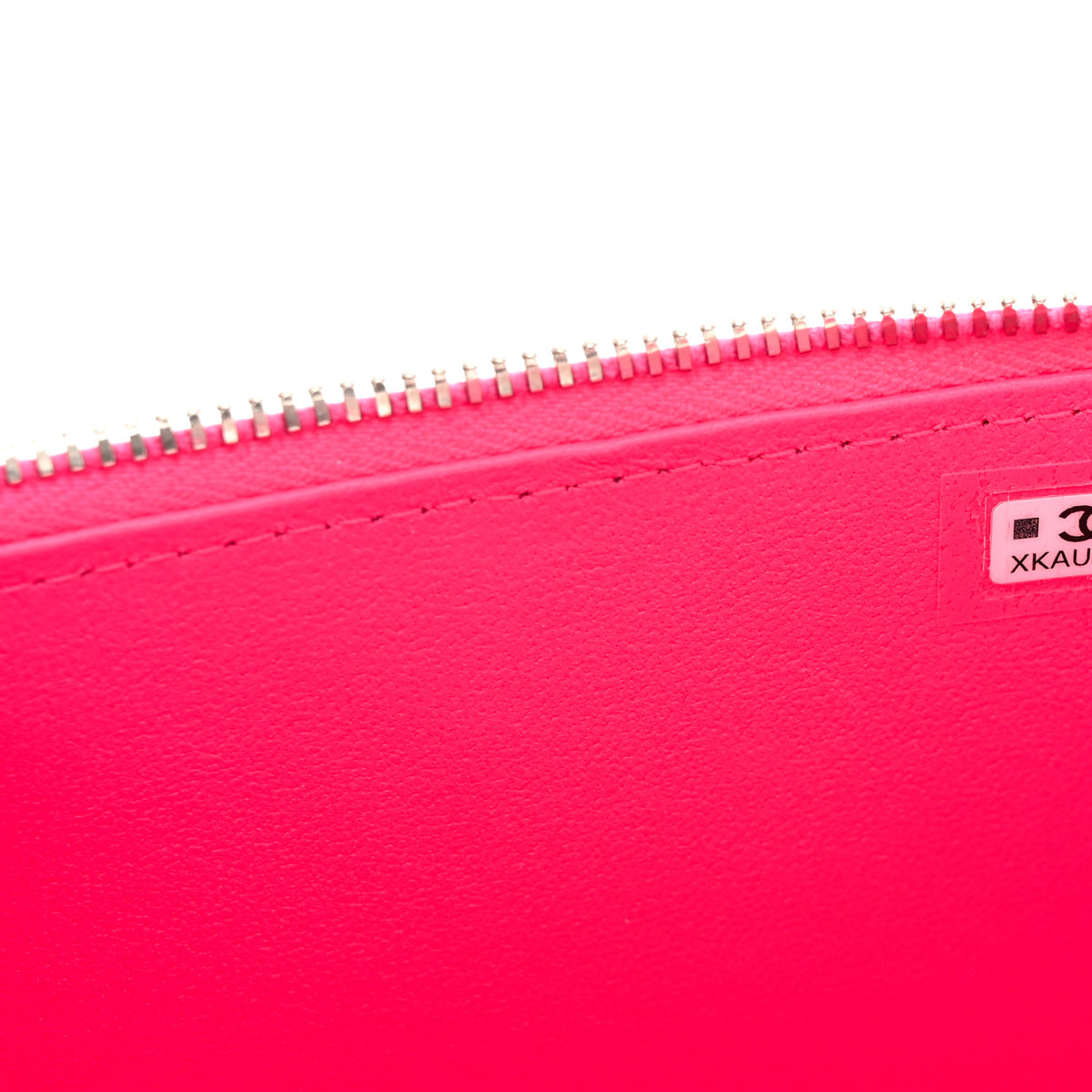 Lambskin Quilted Metal Enamel Small Top Handle Vanity Case With Chain Pink
