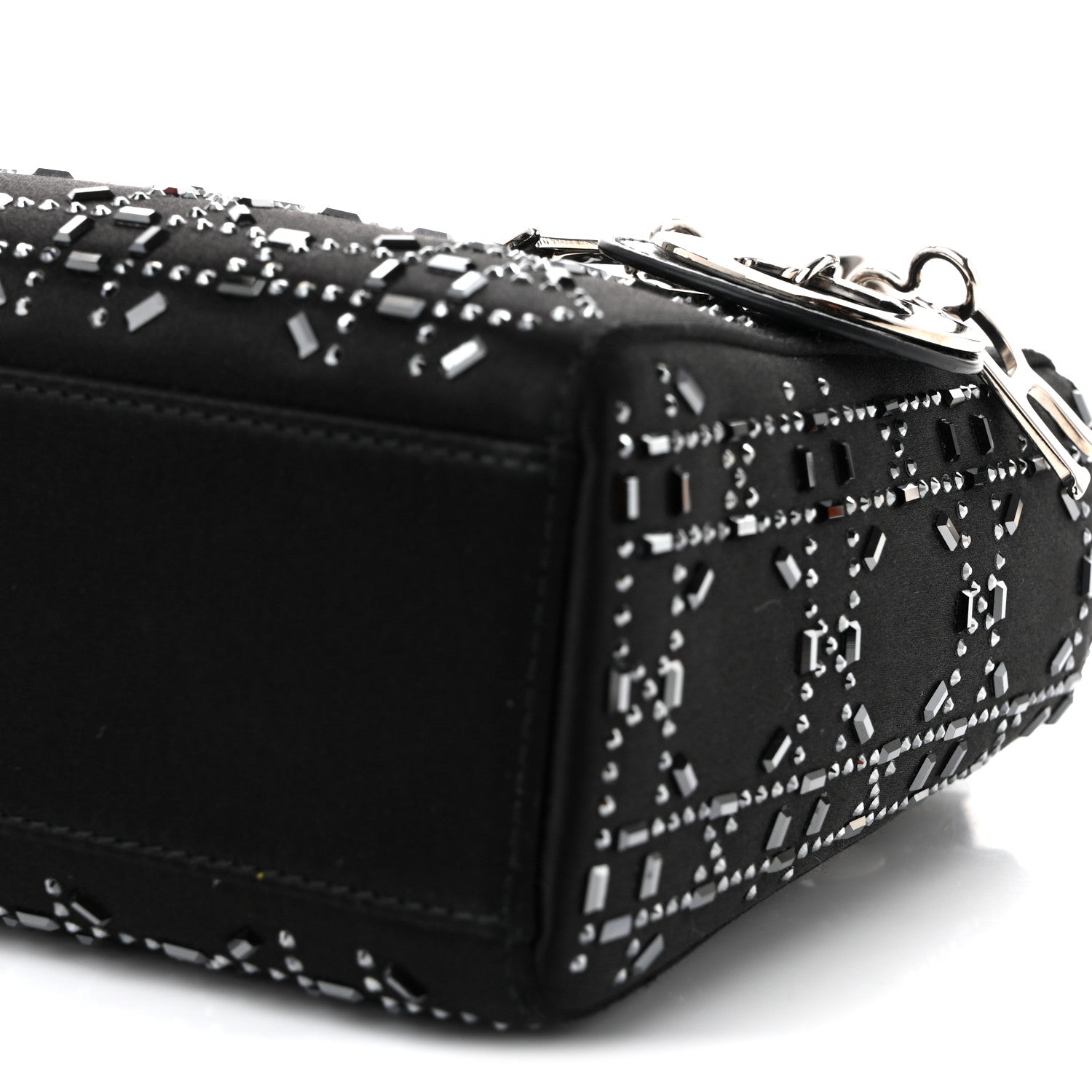 Christian Dior Satin Crystal Cannage Mini Lady Dior Black 10 of 11