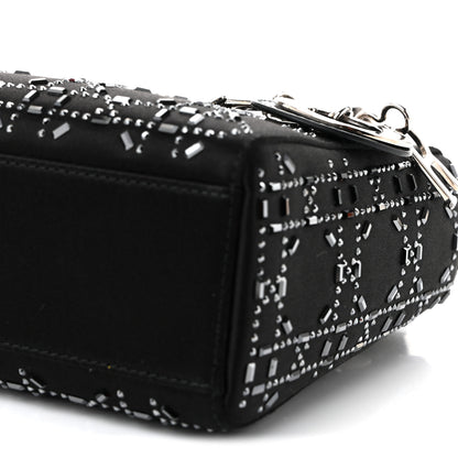 Christian Dior Satin Crystal Cannage Mini Lady Dior Black 10 of 11