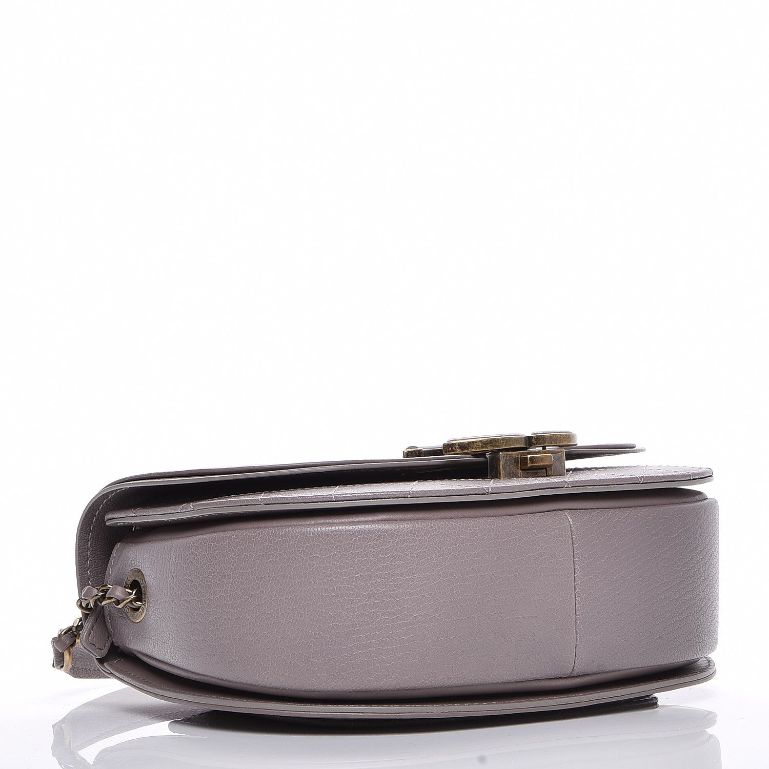 Chanel Shiny Calfskin Goatskin Quilted Small Coco Curve Messenger Flap Grey 4 of 8