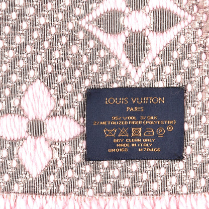 Louis Vuitton Wool Silk Logomania Shine Scarf Pink 4 of 4