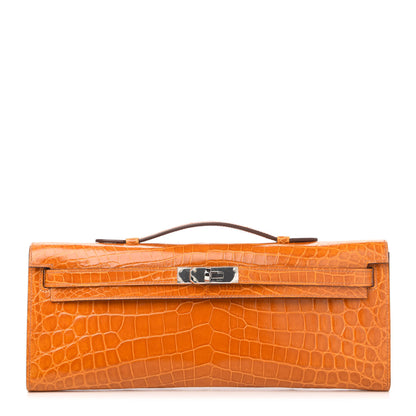 Hermes Shiny Niloticus Crocodile Kelly Cut Pochette Pain D'Epice 1 of 22