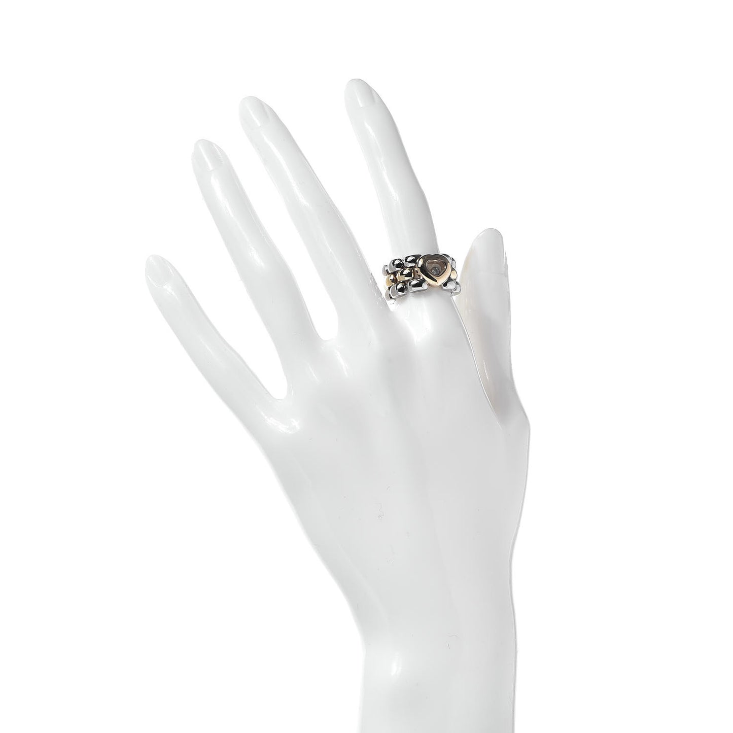 18K Yellow Gold Stainless Steel Happy Diamonds Heart Ring 47 4