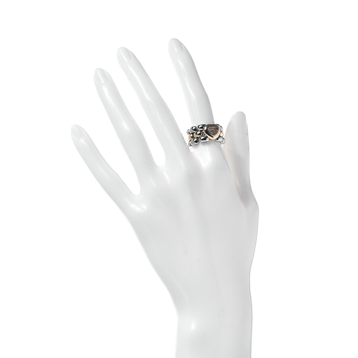 Chopard 18K Yellow Gold Stainless Steel Happy Diamonds Heart Ring 47 4 2 of 4