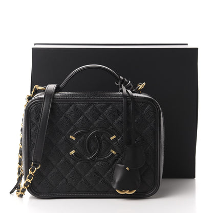 Chanel Caviar Quilted Large CC Filigree Vanity Case Black 11 of 11