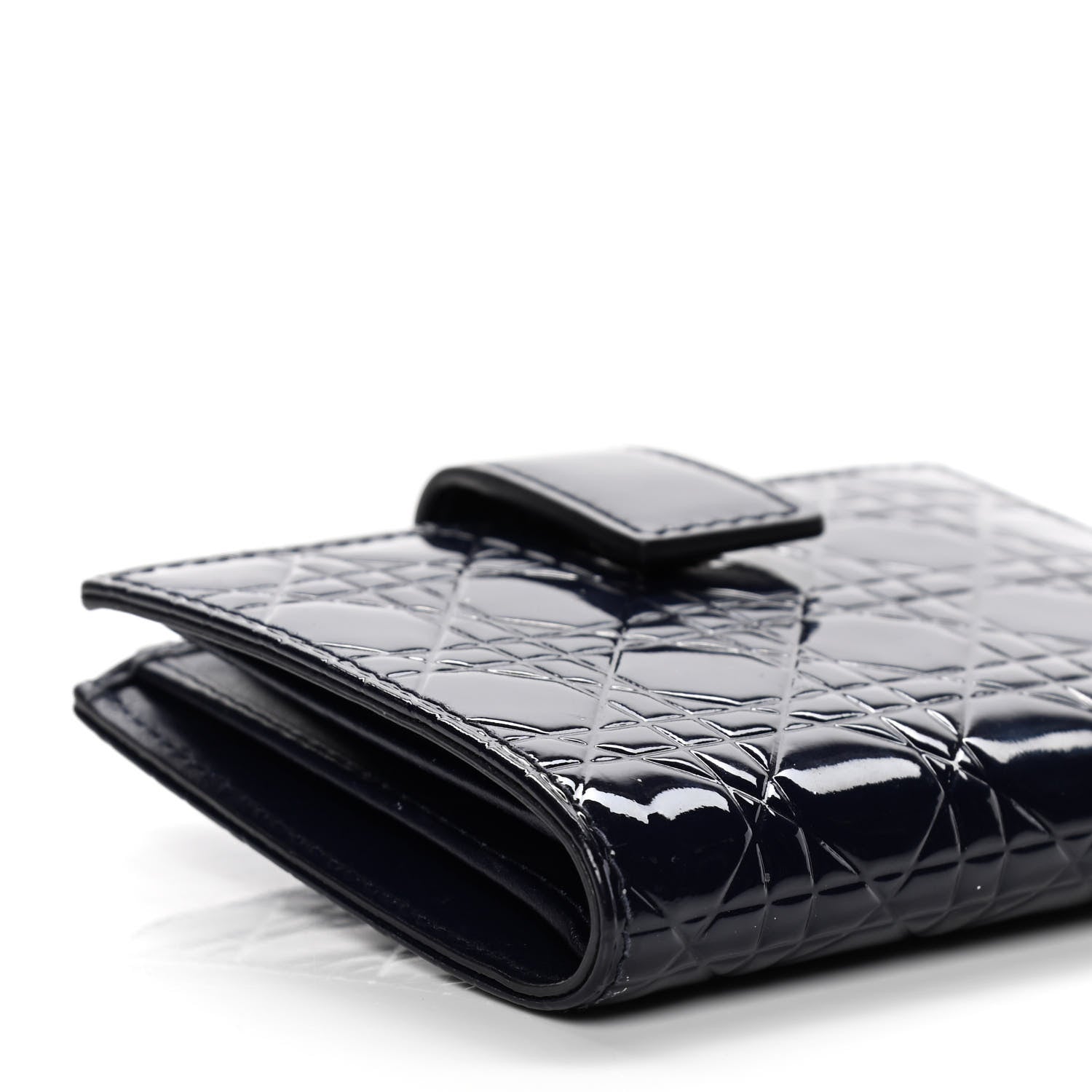 Christian Dior Patent Cannage Lady Dior Eden Wallet Navy Blue 7 of 11