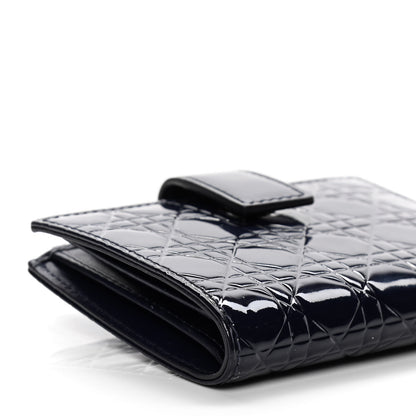 Christian Dior Patent Cannage Lady Dior Eden Wallet Navy Blue 7 of 11