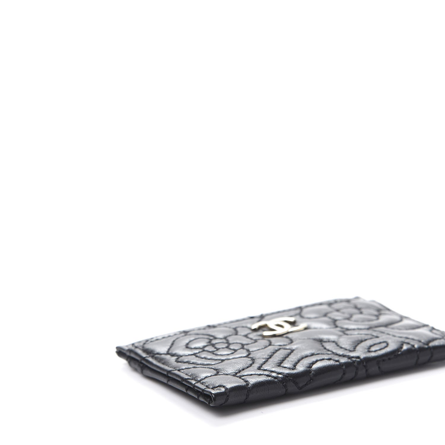 Chanel Lambskin Camellia Stitched Card Holder Black 6 of 10