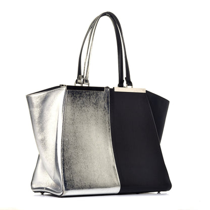 Fendi Vitello Elite Bi Color 3Jours Tote Argento Black 3 of 8