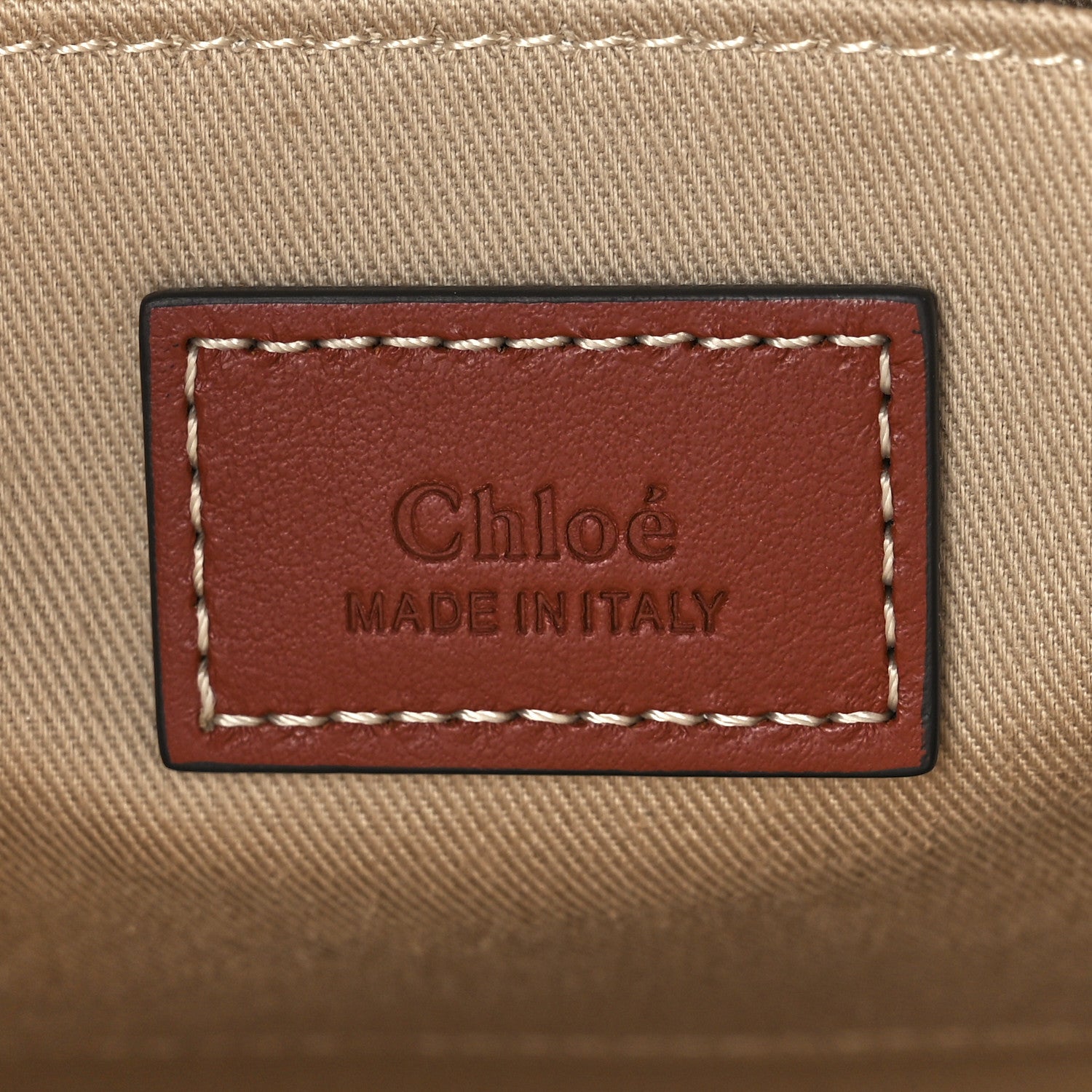 Chloe Cotton Calfskin Small Woody Ribbon Tote White Brown 6 of 12