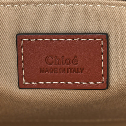 Chloe Cotton Calfskin Small Woody Ribbon Tote White Brown 6 of 12